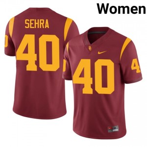 Cardinal Shawn Sehra #40 USC Trojans Jersey | Women High School Football Limited Embroidery 89676704