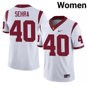 Elite Thread Shawn Sehra #40 Trojans White Jersey | Women University Football Stitched Fan Gear 87385357
