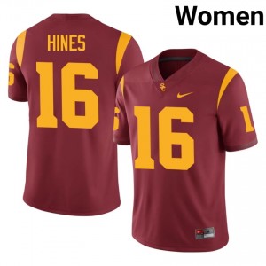 Elite Thread Tanook Hines #16 Trojans Cardinal Jersey | Women University Football Embroidery Fan Gear 42699737