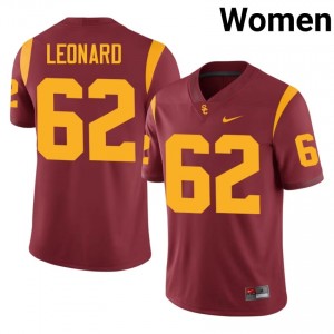 Cardinal Travis Leonard #62 USC Trojans Jersey | Women High School Football Fresh Embroidery 89029424