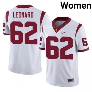 Officially Licensed Travis Leonard #62 Trojans White Jersey | Women University Football Stitched Fan Gear 13356571