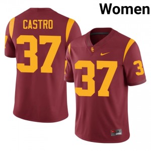 Trestin Castro #37 USC Trojans Jersey | Exclusive Cardinal College Football Women Embroidery 56277818