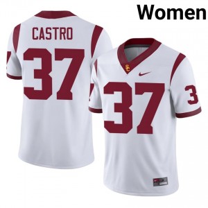 USC Trestin Castro #37 White Jersey | Pro Cut Stitched NCAA Football Women Apparel 39848345