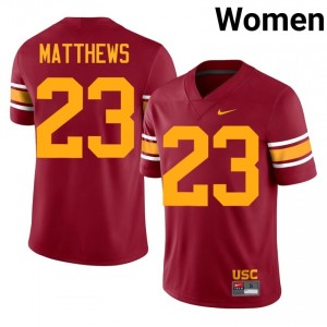 Walter Matthews #23 USC Trojans Alternate Jersey | Pro-Grade Cardinal College Football Women Swen 52681168