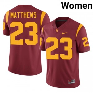 Cardinal Walter Matthews #23 USC Trojans Jersey | Women High School Football Fresh Embroidery 22504335