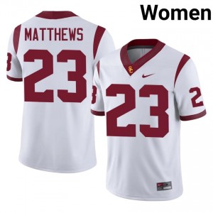 Officially Licensed Walter Matthews #23 Trojans White Jersey | Women University Football Stitched Fan Gear 97064305