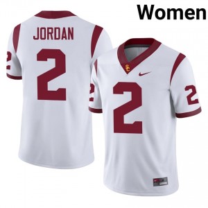#2 Waymond Jordan Trojans White Jersey | Authentic Stitched Women Player Football Gear 26232439