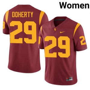 Cardinal Will Doherty #29 USC Trojans Jersey | Women High School Football Licensed Embroidery 79353136