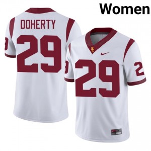 Top-Tier Will Doherty #29 Trojans White Jersey | Women University Football Stitched Fan Gear 91387020