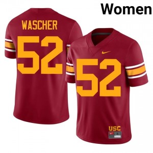 Top-Tier Willi Wascher #52 Trojans Cardinal Alternate Jersey | Women University Football Swen Fan Gear 25293369
