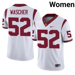 White Willi Wascher #52 USC Trojans Jersey | Women High School Football Licensed Stitched 61907722