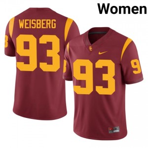 Cardinal William Weisberg #93 USC Trojans Jersey | Women High School Football Moisture Wicking Embroidery 11914658