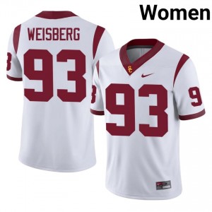 Durable William Weisberg #93 Trojans White Jersey | Women University Football Stitched Fan Gear 95792706