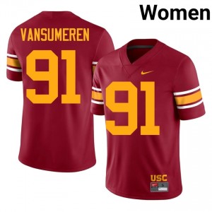 Officially Licensed Alex VanSumeren #91 Trojans Cardinal Alternate Jersey | Women University Football Stitch Fan Gear 72842139
