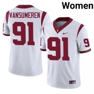 White Alex VanSumeren #91 USC Trojans Jersey | Women High School Football Fresh Stitched 61749196