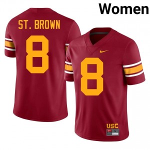 USC Amon-Ra St. Brown #8 Cardinal Alternate Jersey | Pro Cut Stitch NCAA Football Women Apparel 14233905