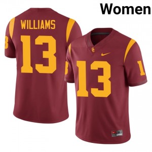 Durable Caleb Williams #13 Trojans Cardinal Jersey | Women University Football Embroidery Fan Gear 14614137
