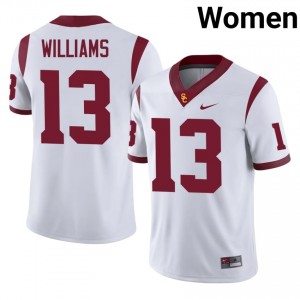Caleb Williams #13 USC Trojans Jersey | Iconic White College Football Women Stitched 64814507