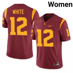 Officially Licensed Charles White #12 Trojans Cardinal Jersey | Women University Football Embroidery Fan Gear 58260901