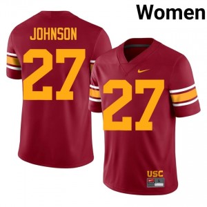USC Chasen Johnson #27 Cardinal Alternate Jersey | Essential Swen NCAA Football Women Apparel 49874231