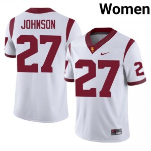 Chasen Johnson #27 USC Trojans Jersey | Iconic White College Football Women Stitched 72872710