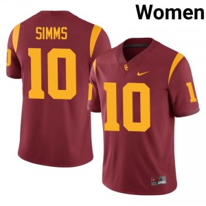 Cardinal Corey Simms #10 USC Trojans Jersey | Women High School Football Limited Embroidery 90147443