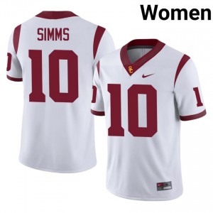 Elite Thread Corey Simms #10 Trojans White Jersey | Women University Football Stitched Fan Gear 91636748