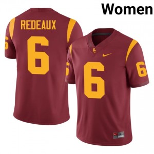 Durable Deshonne Redeaux #6 Trojans Cardinal Jersey | Women University Football Embroidery Fan Gear 71585804