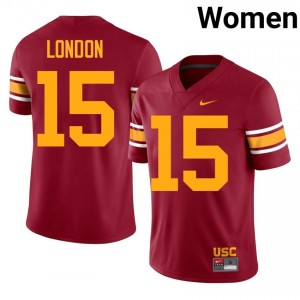 Cardinal Drake London #15 USC Trojans Alternate Jersey | Women High School Football Moisture Wicking Stitch 22497803