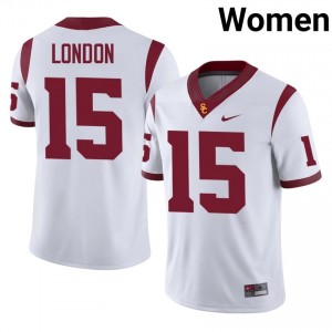 #15 Drake London Trojans White Jersey | Classic Stitched Women Player Football Gear 90416420