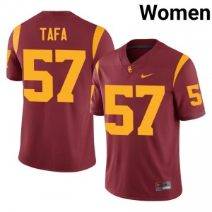 #57 Esun Tafa Trojans Cardinal Jersey | Authentic Embroidery Women Player Football Gear 95799043