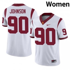 Elite Thread Jake Johnson #90 Trojans White Jersey | Women University Football Stitched Fan Gear 65409867