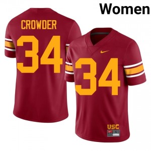 USC Jayden Crowder #34 Cardinal Alternate Jersey | Genuine Stitch NCAA Football Women Apparel 36891835