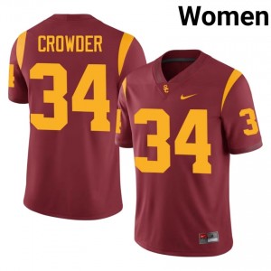 Officially Licensed Jayden Crowder #34 Trojans Cardinal Jersey | Women University Football Embroidery Fan Gear 80250693