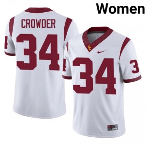 Jayden Crowder #34 USC Trojans Jersey | Pro-Grade White College Football Women Stitched 22569046