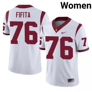 John Fifita #76 USC Trojans Jersey | Iconic White College Football Women Stitched 76591405