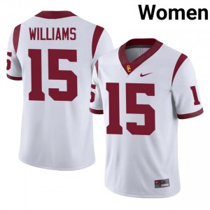 #15 Jonas Williams Trojans White Jersey | Authentic Stitched Women Player Football Gear 61698552