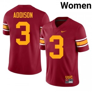 Jordan Addison #3 USC Trojans Alternate Jersey | Pro-Grade Cardinal College Football Women Swen 54270392