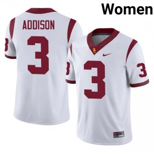 Officially Licensed Jordan Addison #3 Trojans White Jersey | Women University Football Stitched Fan Gear 71579352