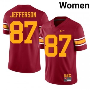 USC Josiah Jefferson #87 Cardinal Alternate Jersey | Genuine Stitch NCAA Football Women Apparel 33259718