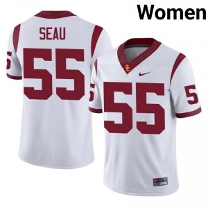 Durable Junior Seau #55 Trojans White Jersey | Women University Football Stitched Fan Gear 13828215