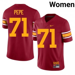 #71 Keenyi Pepe Trojans Cardinal Alternate Jersey | Authentic Stitch Women Player Football Gear 68660019
