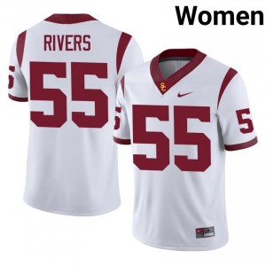 #55 Keith Rivers Trojans White Jersey | Alumni Stitched Women Player Football Gear 35035878