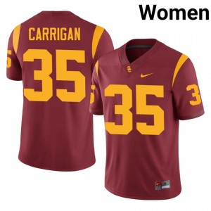 Cardinal Lachlan Carrigan #35 USC Trojans Jersey | Women High School Football Limited Embroidery 71148371
