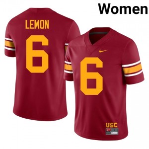 Cardinal Makai Lemon #6 USC Trojans Alternate Jersey | Women High School Football Fresh Swen 60261340