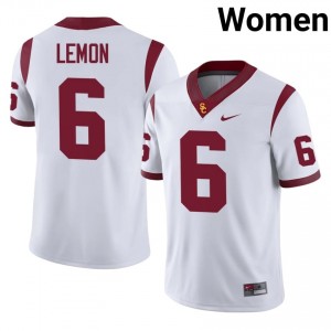 #6 Makai Lemon Trojans White Jersey | Alumni Stitched Women Player Football Gear 77355051