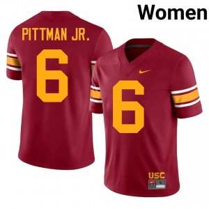 #6 Michael Pittman Jr. Trojans Cardinal Alternate Jersey | Authentic Stitch Women Player Football Gear 83291448