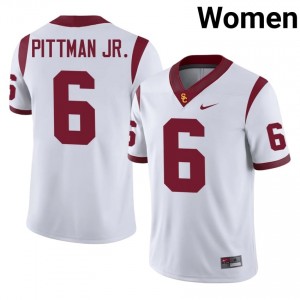 USC Michael Pittman Jr. #6 White Jersey | Premium Stitched NCAA Football Women Apparel 98416941