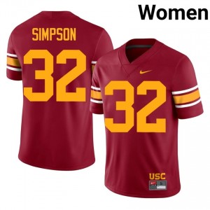 #32 O.J. Simpson Trojans Cardinal Alternate Jersey | Classic Swen Women Player Football Gear 65686133