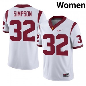 USC O.J. Simpson #32 White Jersey | Pro Cut Stitched NCAA Football Women Apparel 48490712